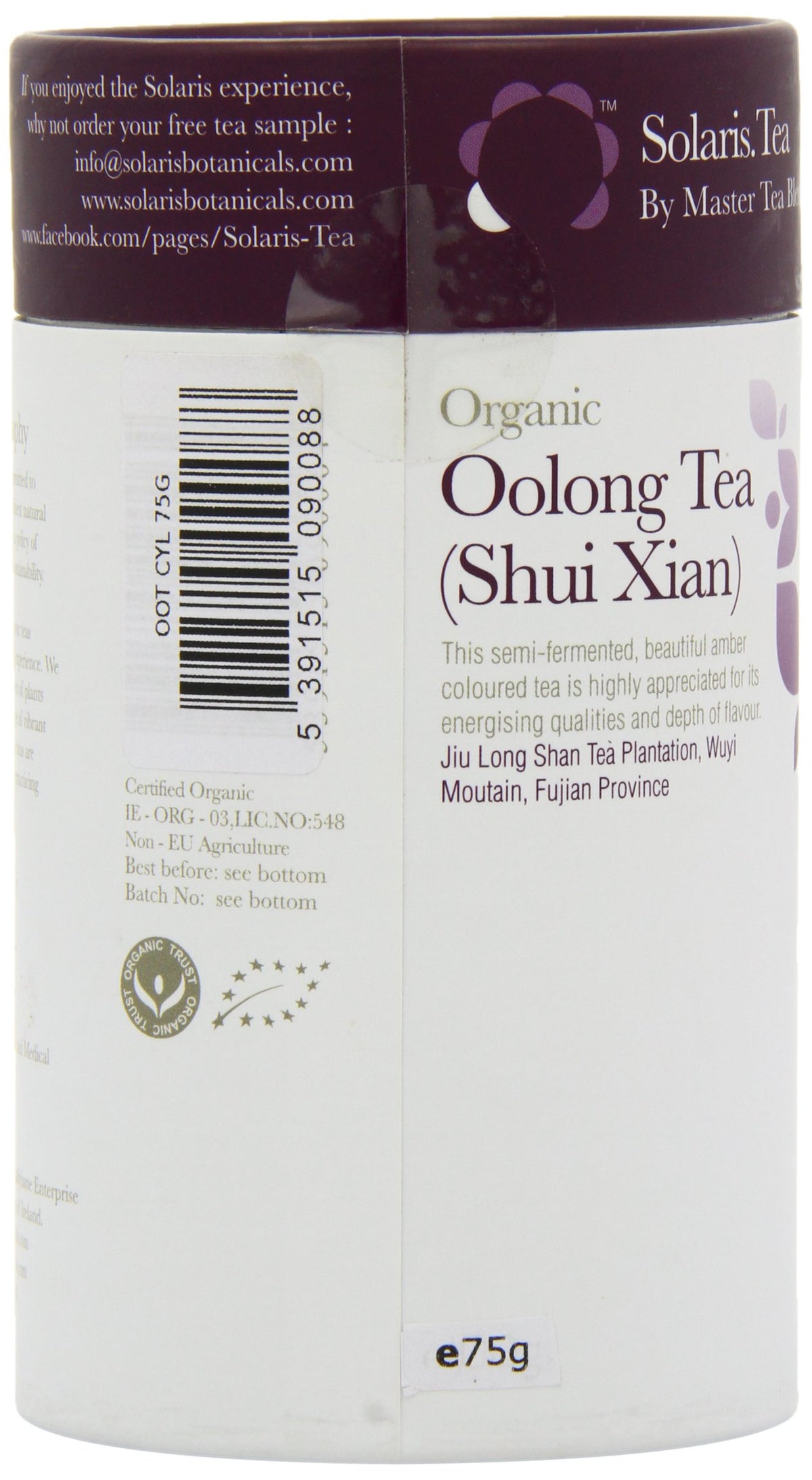 Solaris Tea Organic Loose Whole Leaf Oolong Shui Xian Tea - 75g 6