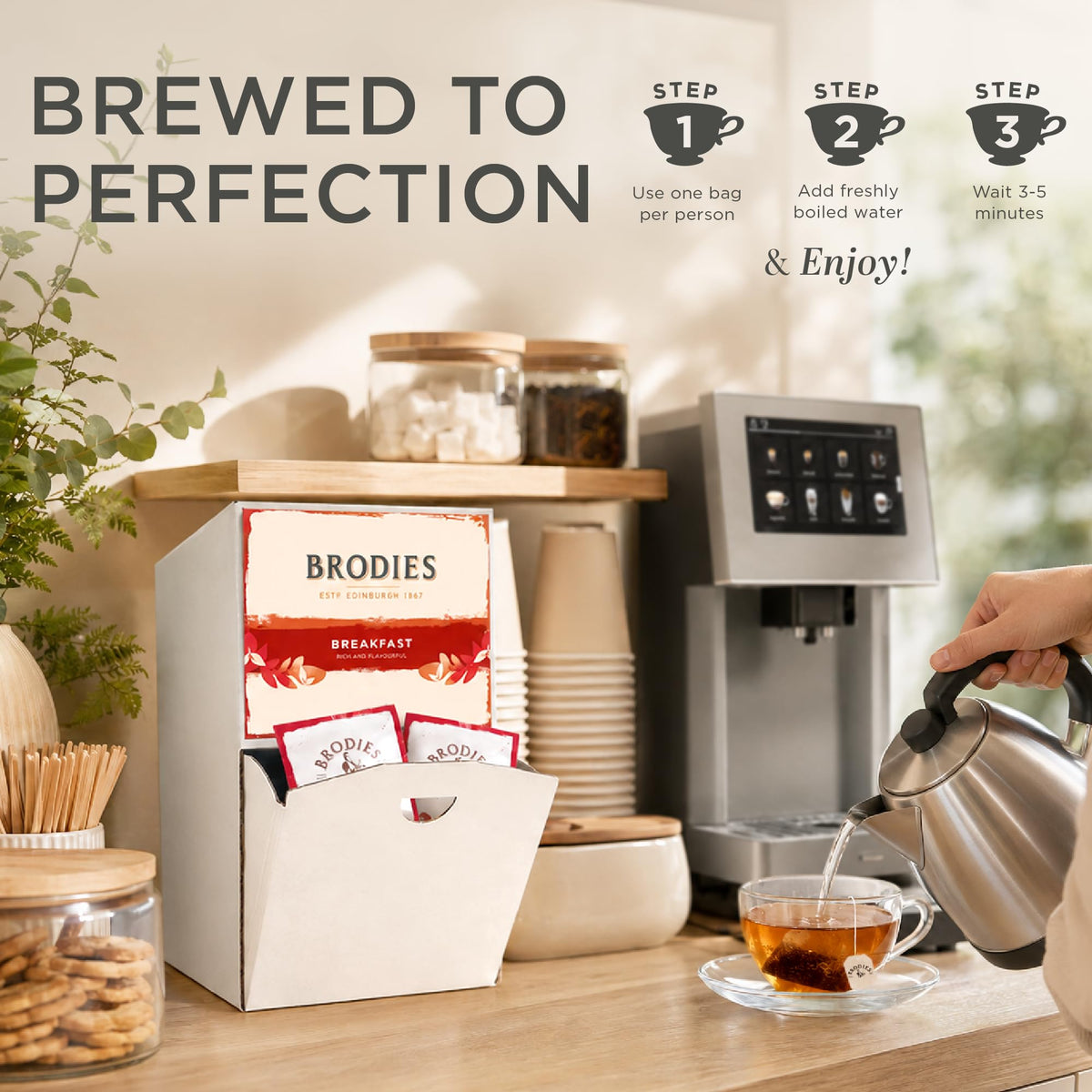 Brodies Breakfast Tea - 250 Tag & Envelope Teabags | Rich Blend | Eco-Friendly Dispenser Box 4