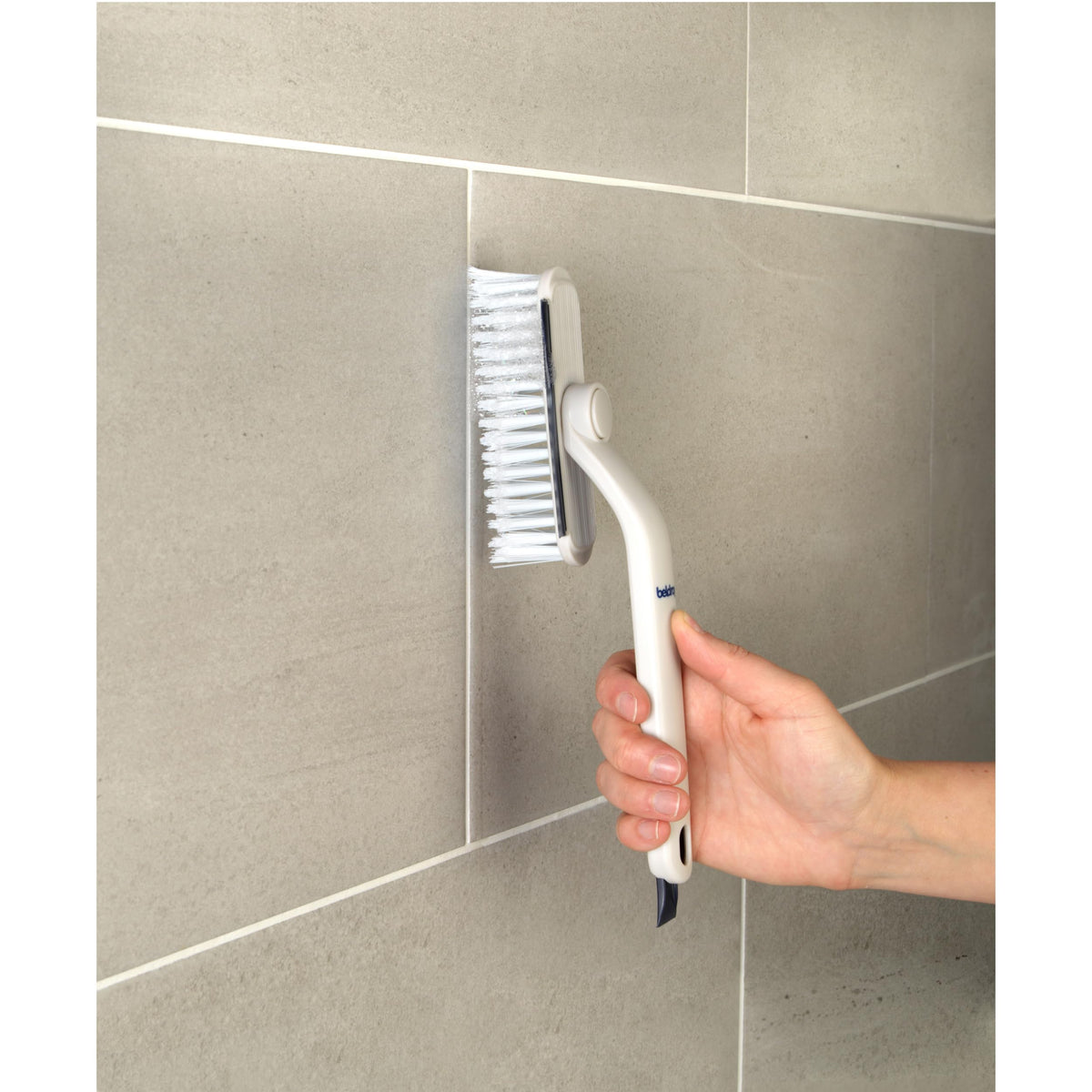 Beldray 4-in-1 Bathroom Cleaning Tool - 360° Rotating Head, V-Shaped Bristles, Scraper & Tweezers | Grey