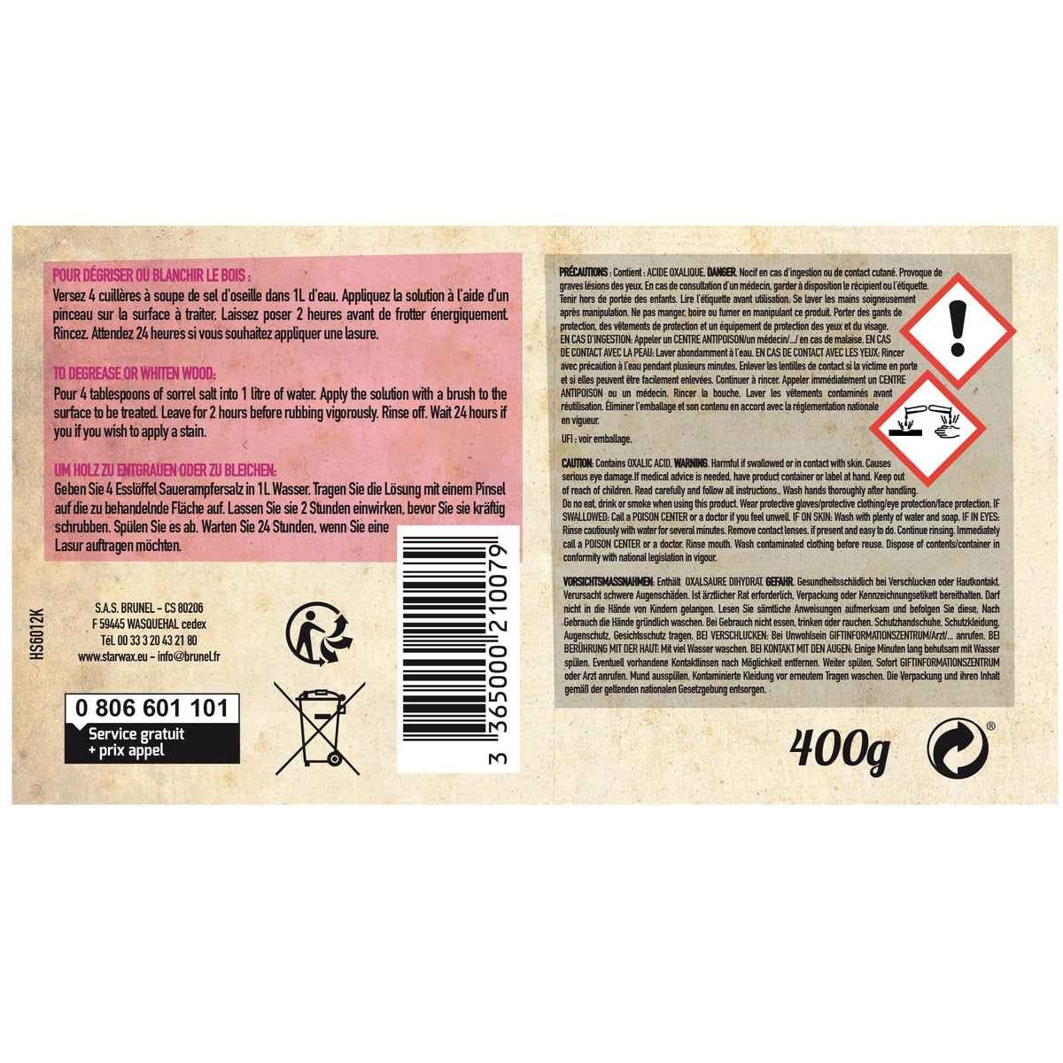 STARWAX THE FABULOUS Sorrel Salt - 400g Powder | Whitens Wood & Textiles | Removes Rust & Oxidation 7