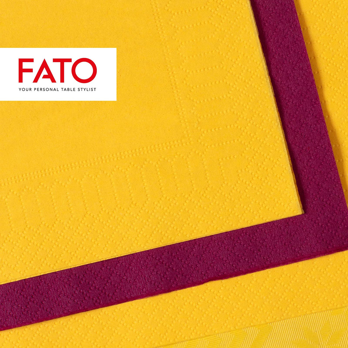 FATO Paper Napkins - 2 Ply Yellow, 50 Pieces, 33 x 33 cm