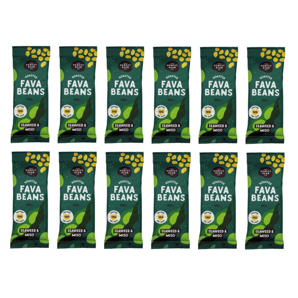 The Honest Bean Co Roasted Fava Bean Snack - Seaweed & Miso Flavor | 40g Pack of 12