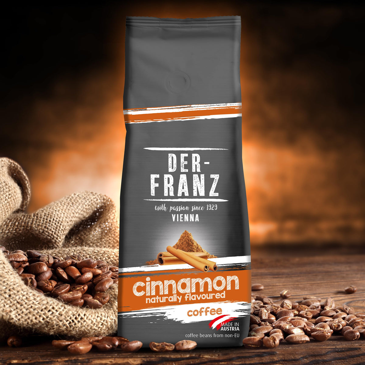Der-Franz Cinnamon Flavoured Whole Coffee Beans - 80% Arabica, 20% Robusta | 1.5kg Pack of 3 x 500g Bags 3