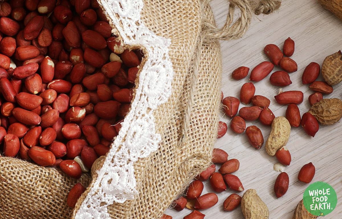 Wholefood Earth Paleskin Peanuts - 1kg | GMO Free | High Fibre 3
