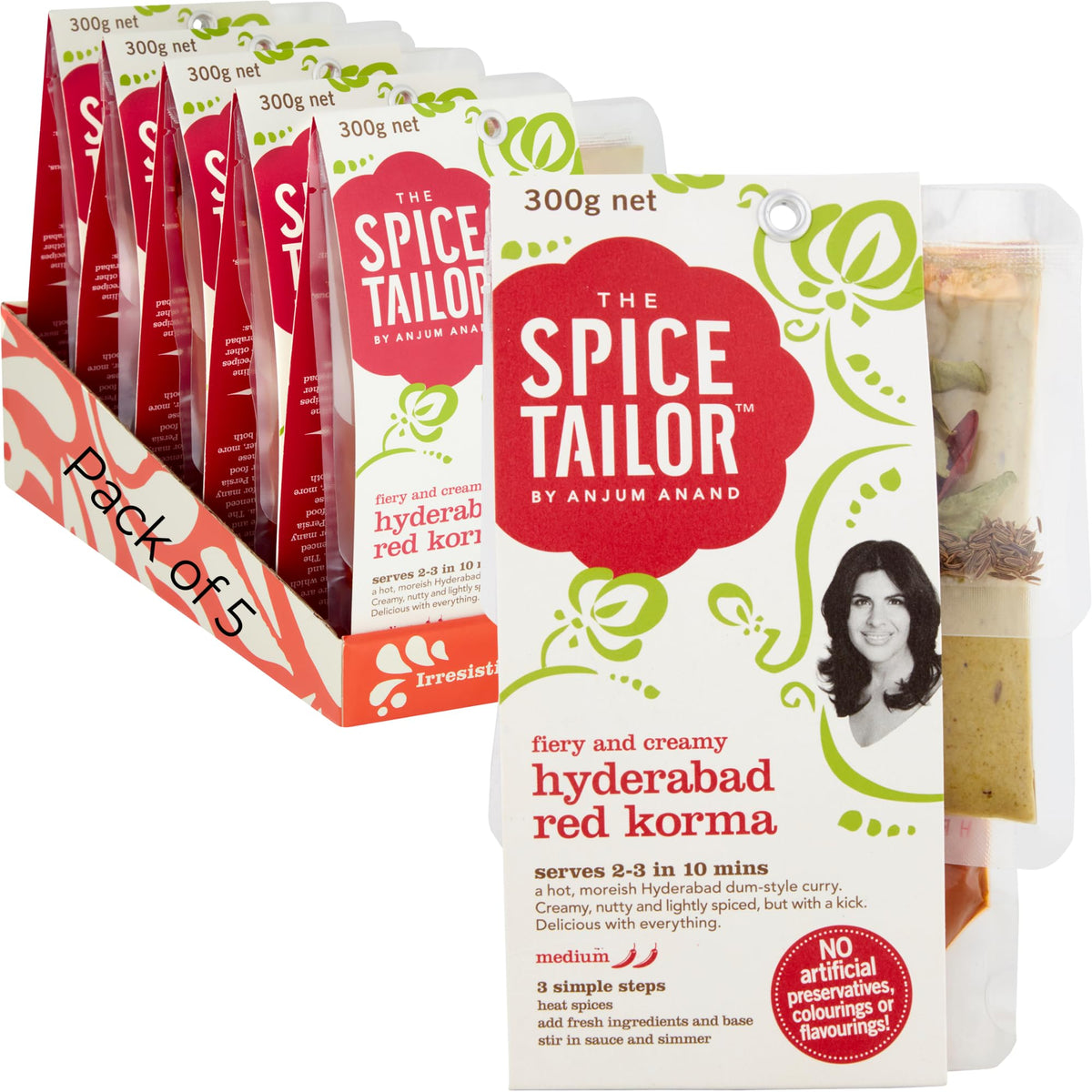 The Spice Tailor Hyderabad Red Korma Curry Sauce Meal Kit - Serves 2-3 | 5-Pack | 300g 1