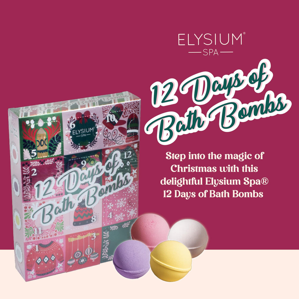 Elysium Spa Christmas Advent Calendar - 12 Days of Bath Bombs | 4 Festive Fragrances | Relaxing Self-Care 7