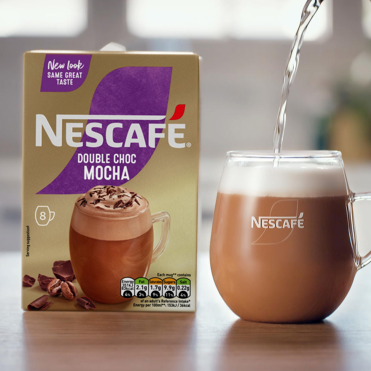 NESCAFÉ Double Choc Mocha Instant Coffee Sachets - Rich Chocolate & Coffee Flavour | 164g Pack 4