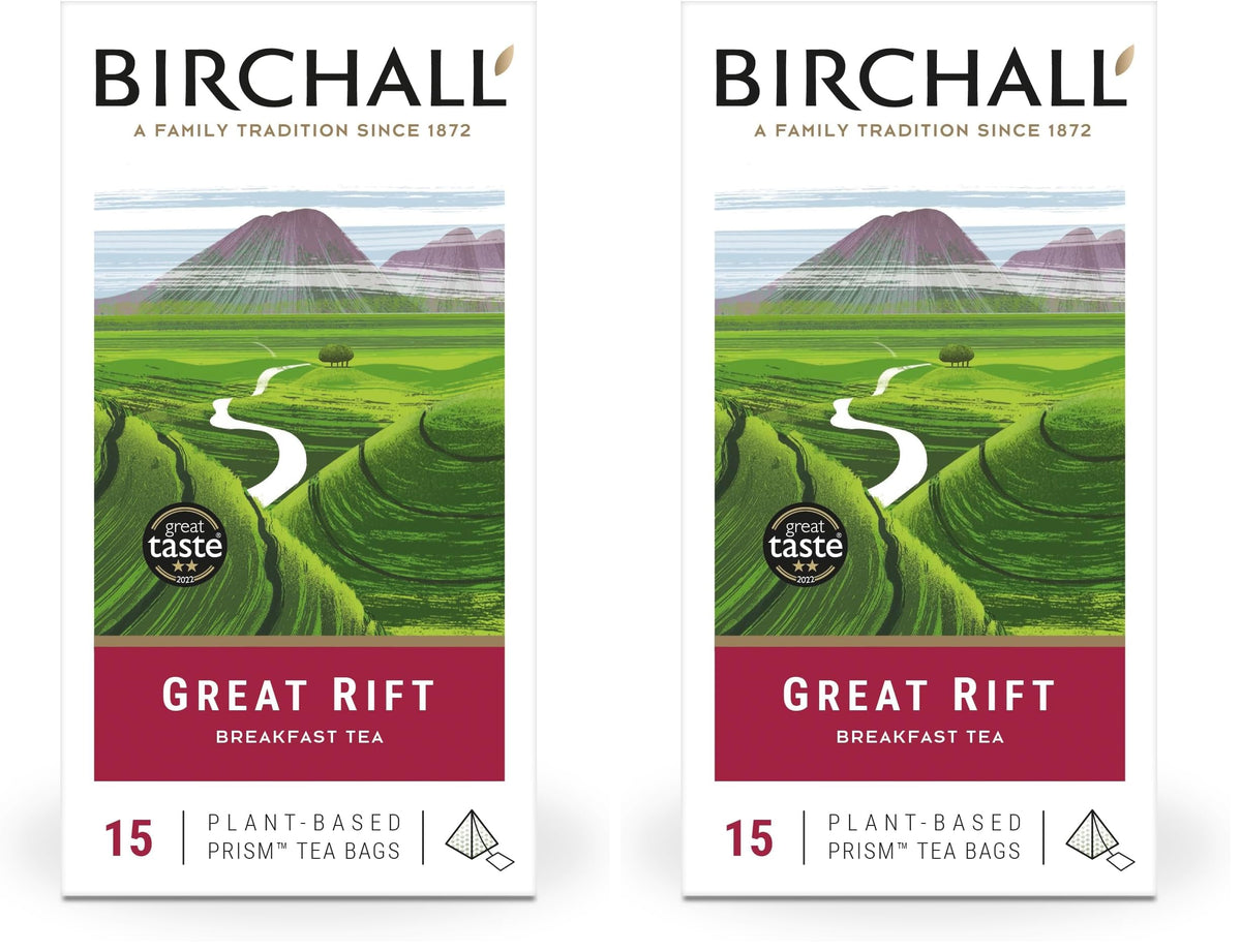 Birchall Great Rift Breakfast Blend Tea Bags - 15 Count (Pack of 2) | East African Black Tea | Rainforest Alliance Certified