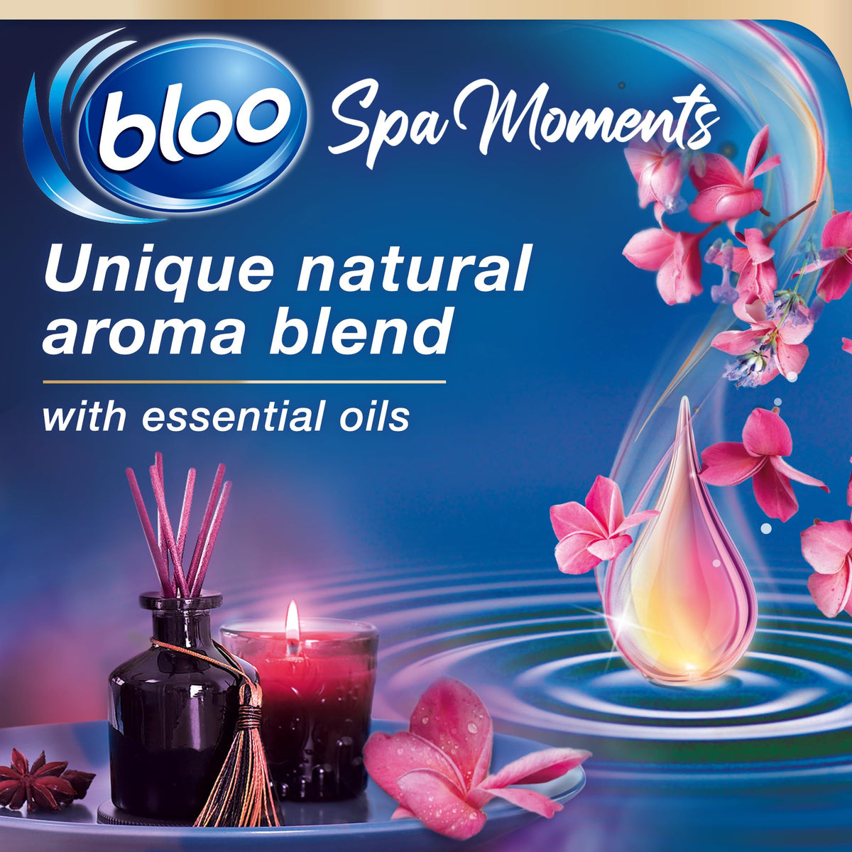 Bloo Spa Moments Harmony Toilet Rim Block - 4 Pack | Long-Lasting Fragrance & Cleaning Foam 5