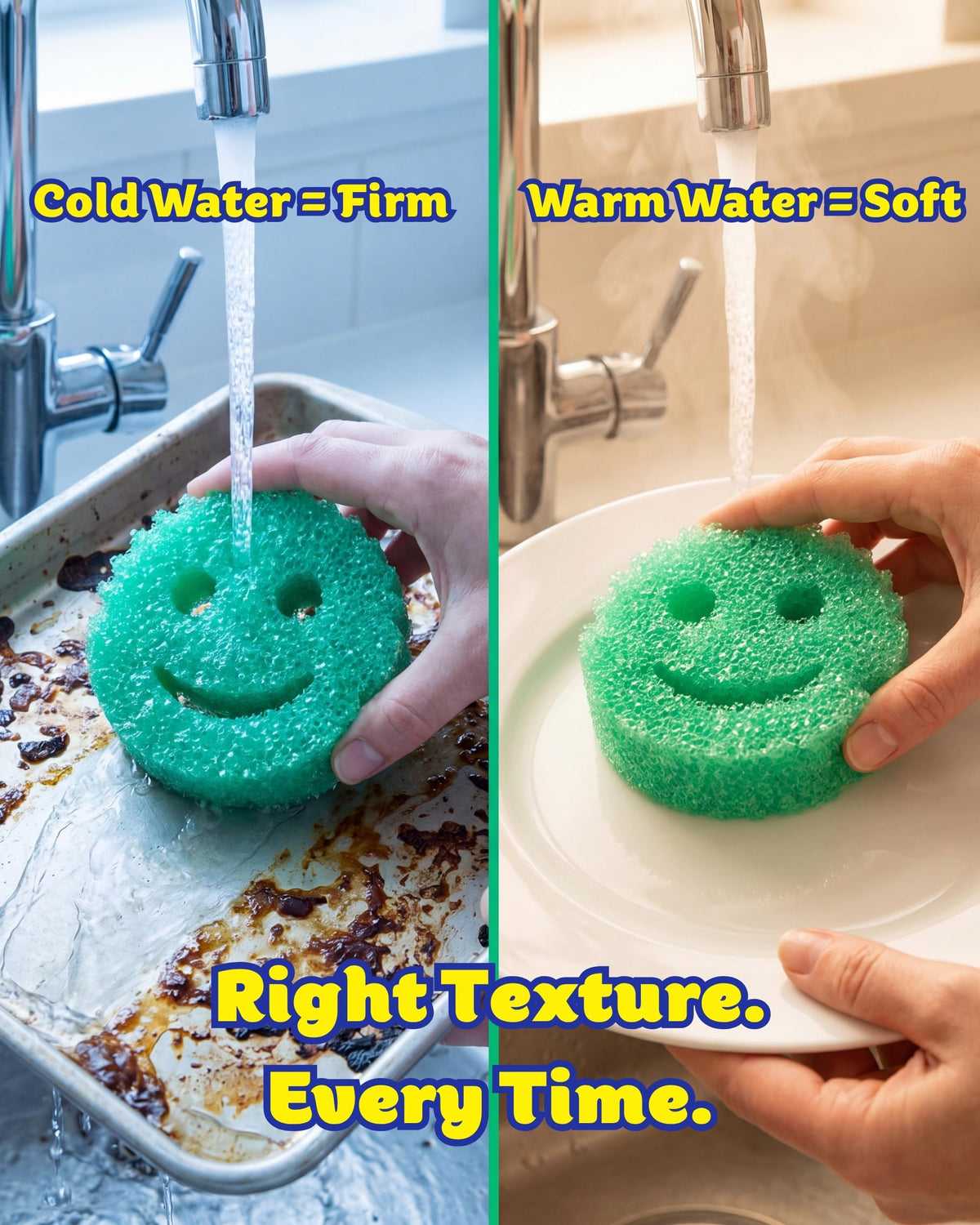 Scrub Daddy Essentials Sponges - Pack of 4 | Non-Scratch FlexTexture | Odor Resistant 3