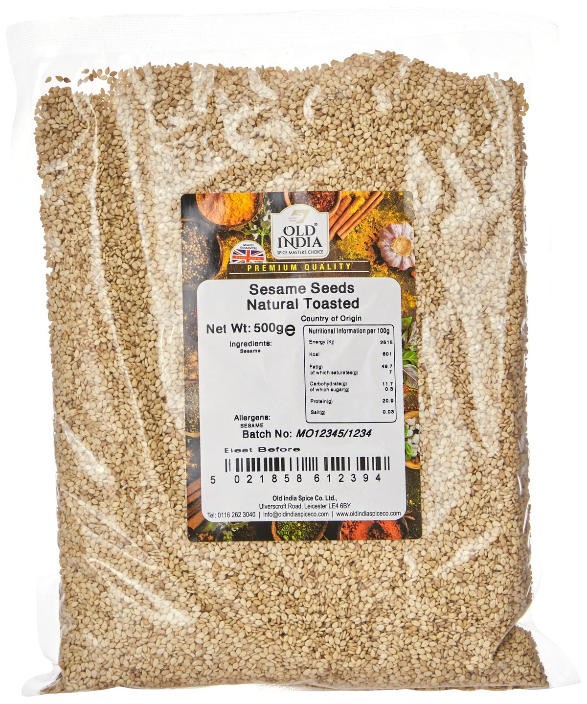 Old India Toasted Sesame Seeds - 500g | Natural, Additive-Free, GMO-Free