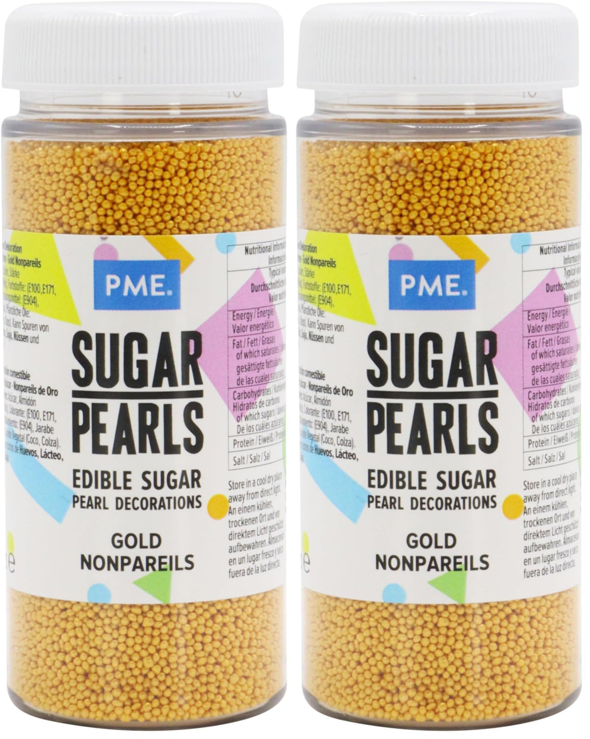 PME Gold Nonpareils Sprinkles - Edible Sugar Beads for Cake Decorating | 200g Pack