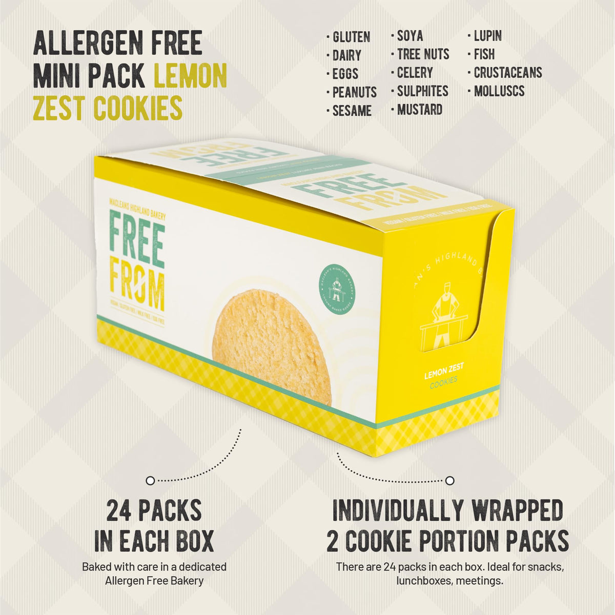 Maclean's Highland Bakery Free From Lemon Zest Cookies - Twin Pack, 24 x 30g 4