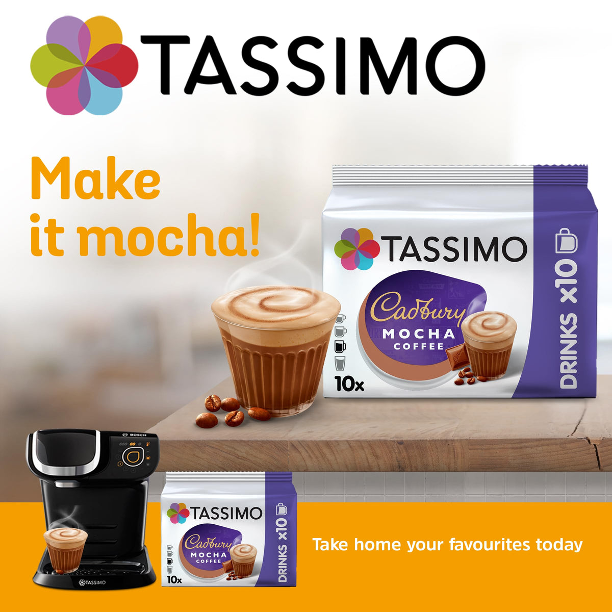 Tassimo Cadbury Mocha Coffee Pods - Pack of 50 Drinks