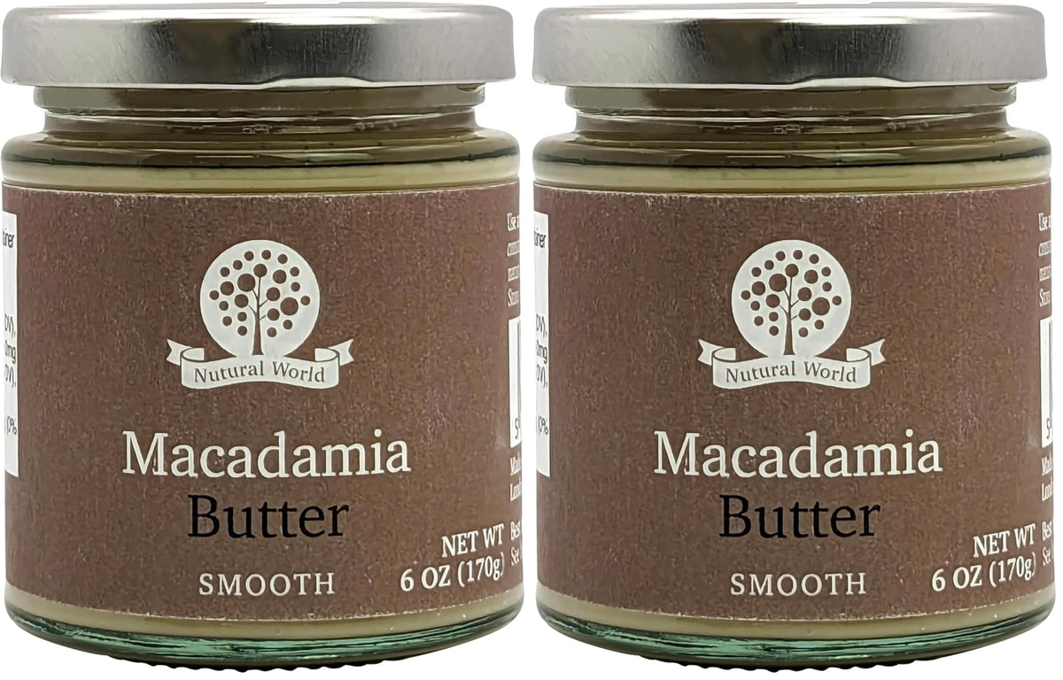 Nutural World Smooth Macadamia Nut Butter - 100% Pure Macadamia Nuts | 340g Pack of 2 1