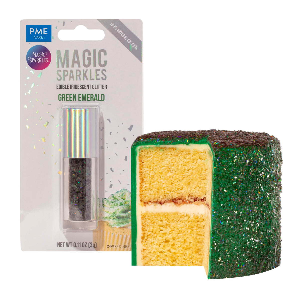 PME Magic Sparkles Edible Glitter - Green Emerald | 3g | Vegan-Friendly 9
