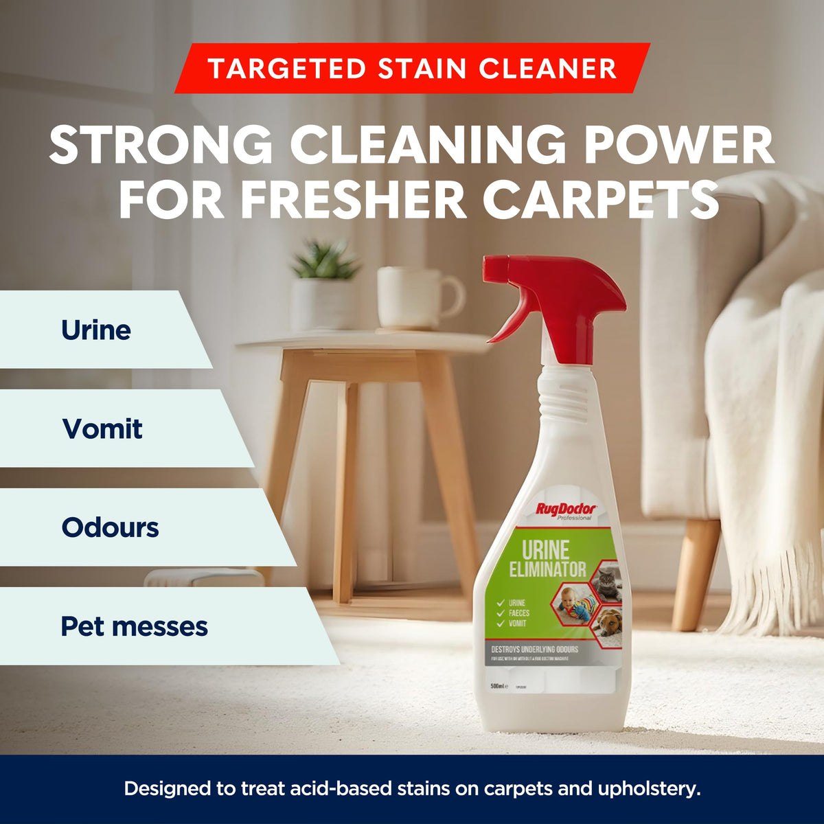 Rug Doctor Urine Eliminator - Pro-Enzymatic Formula for Pet Stains & Odors | 500 ml Trigger Spray (Pack of 2)