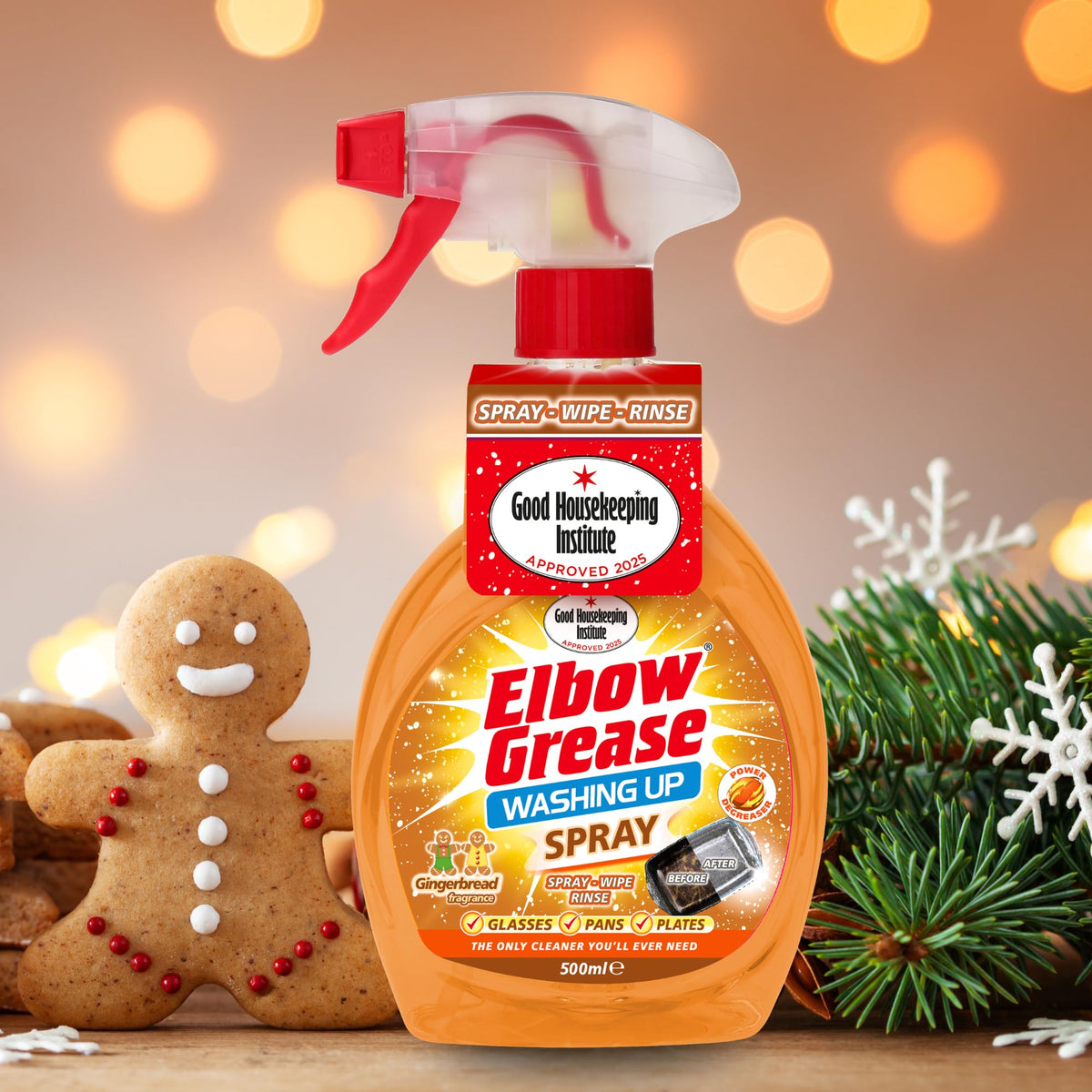 Elbow Grease Washing Up Spray - Gingerbread Scent | Fast-Acting Degreaser | 500 ml 7