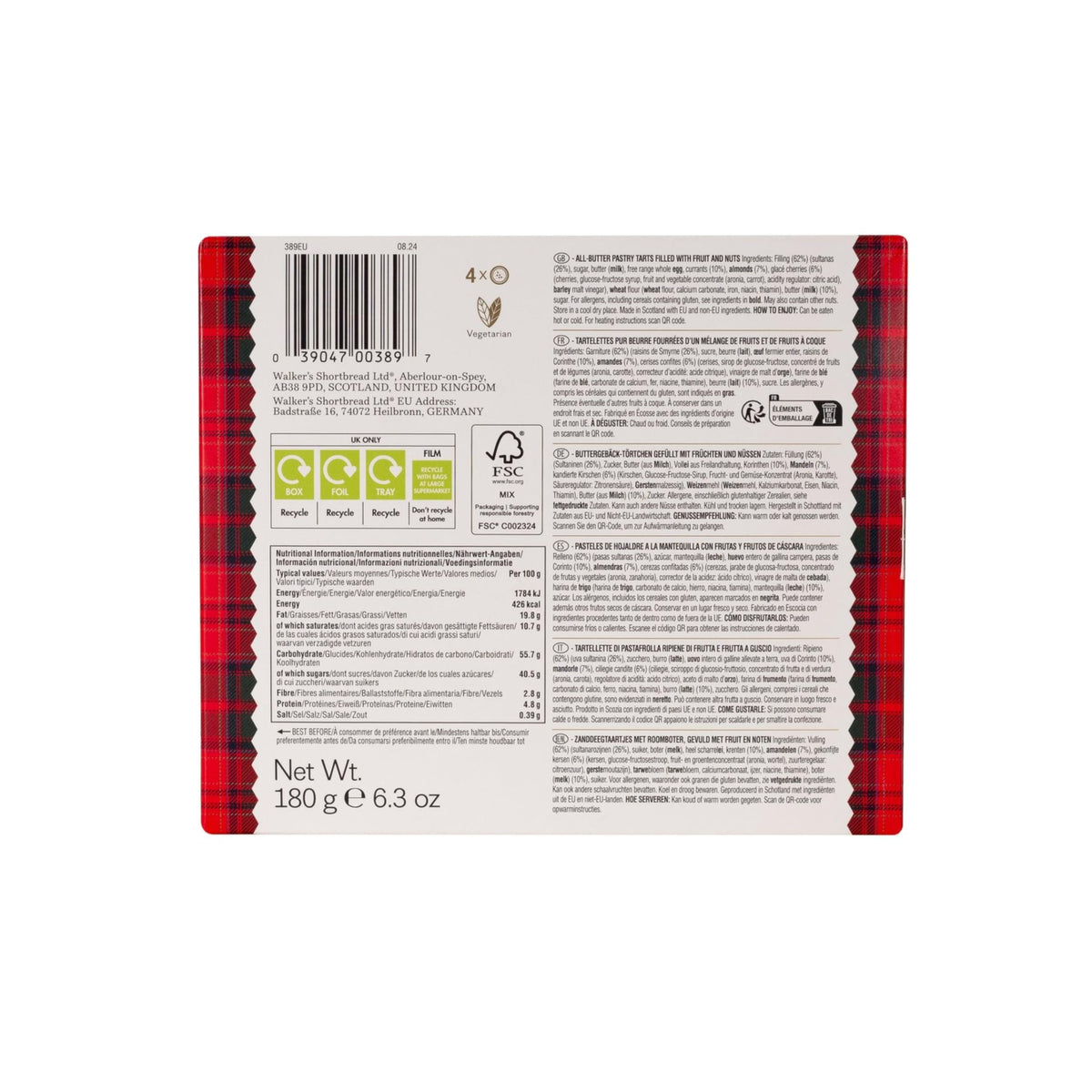 Walkers Ecclefechan All-Butter Tarts - Traditional Scottish Recipe | 180g 3
