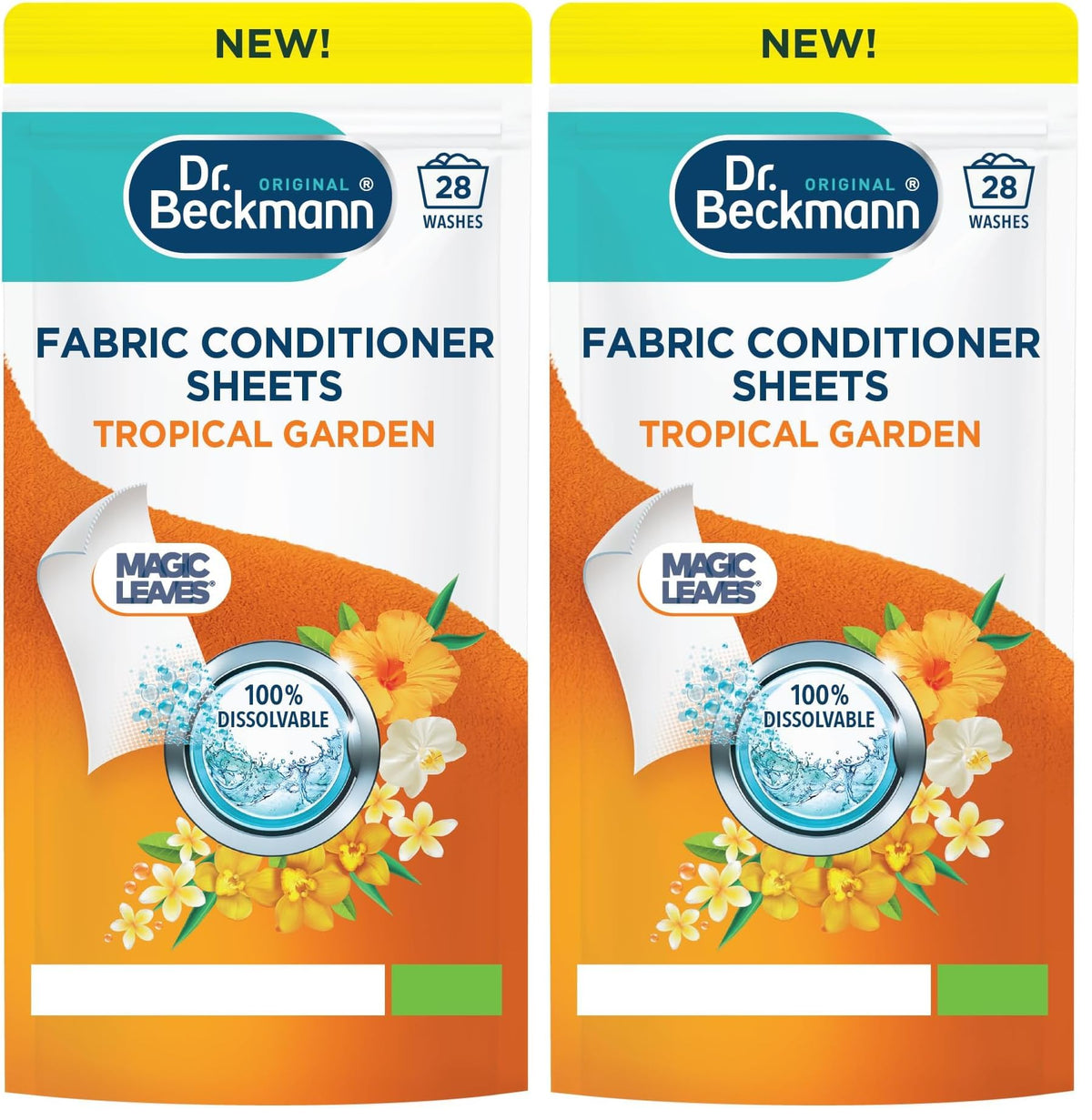 Dr. Beckmann Tropical Garden Fabric Conditioner Sheets - 7 Days Freshness | 28 Count | Dissolvable Sheet
