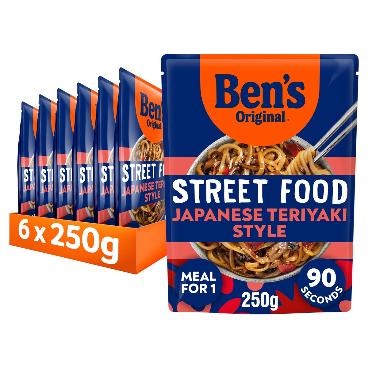 Ben's Original Street Food Japanese Teriyaki Noodles - Ready Meal for 1 | Vegetarian | 90 Second Cook Time