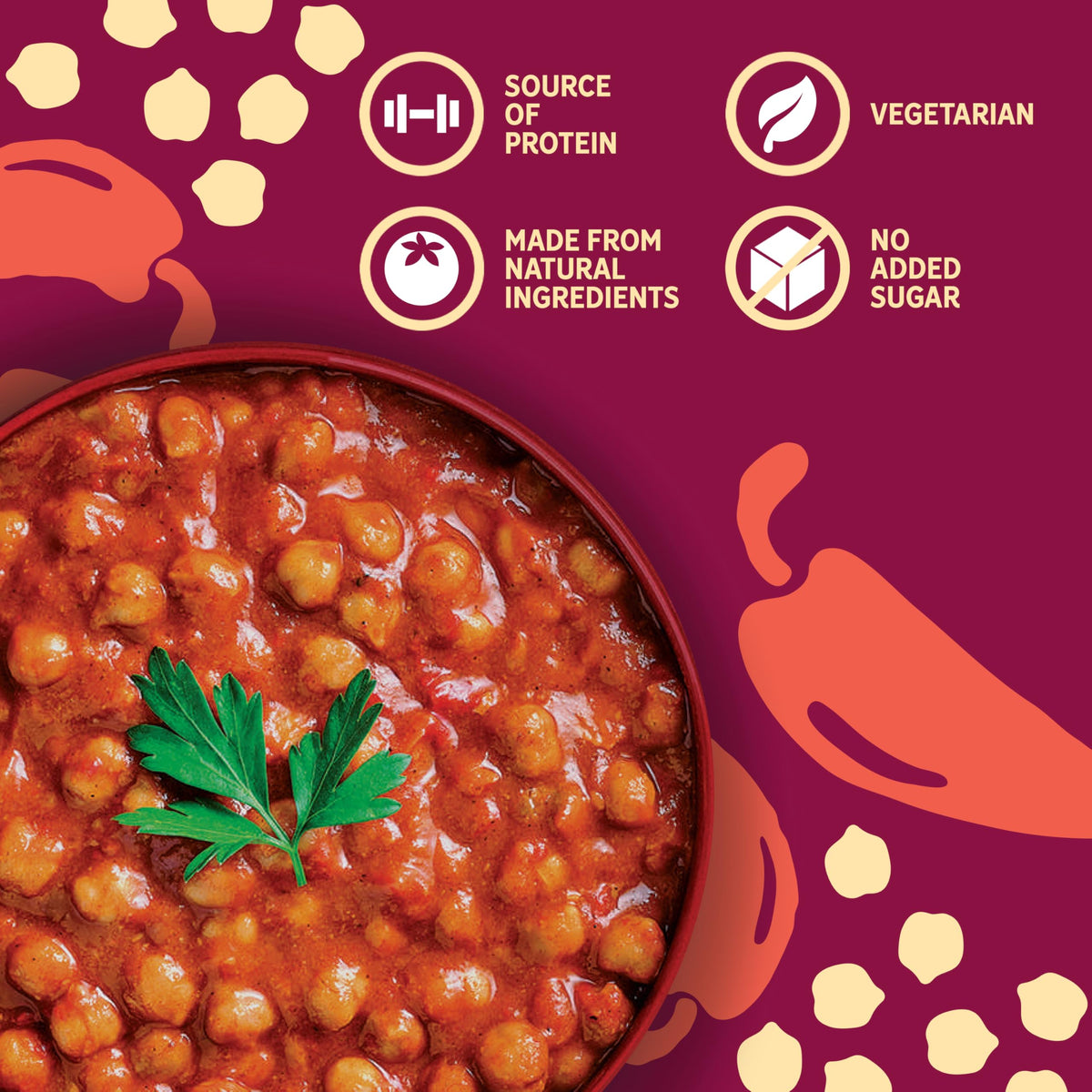 HEINZ Harissa Chickpeas with Peppers and Garlic - Meal for One, Pack of 6 3