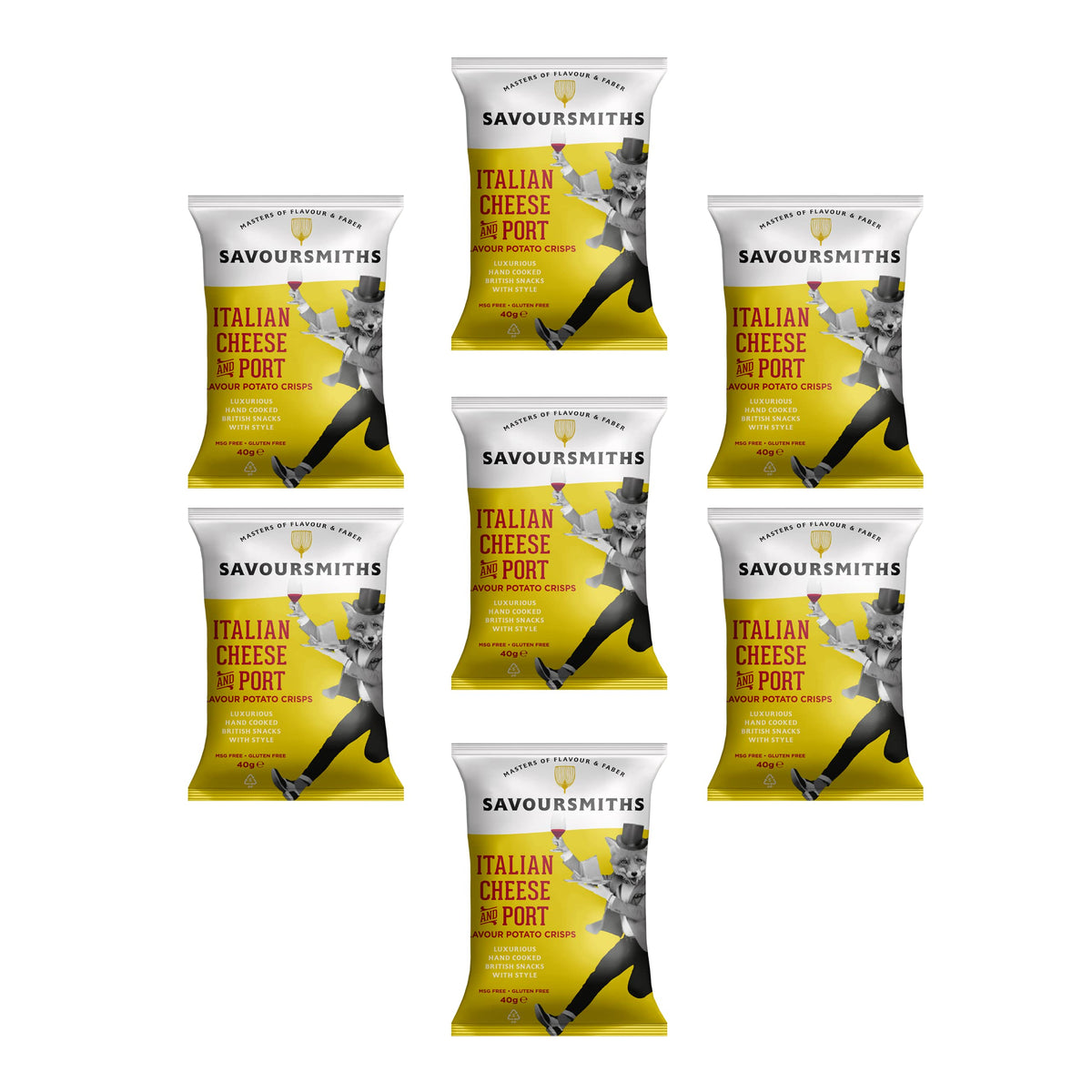 SAVOURSMITHS Italian Cheese & Port Crisps - 40g Bags (Pack of 7)