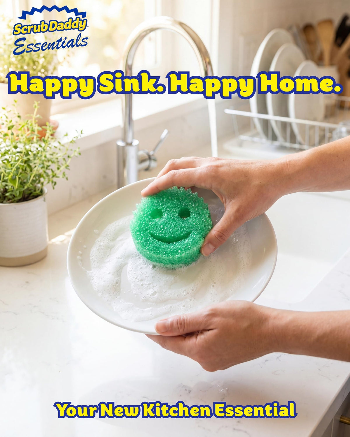 Scrub Daddy Essentials Sponges - Pack of 4 | Non-Scratch FlexTexture | Odor Resistant 4