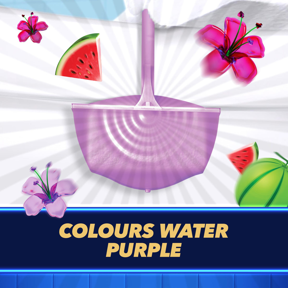 DUCK Watermelon Whirlwind Toilet Rim Block - Foaming Action, Anti-Limescale, Purple Colour | 4 x 2 Count 3