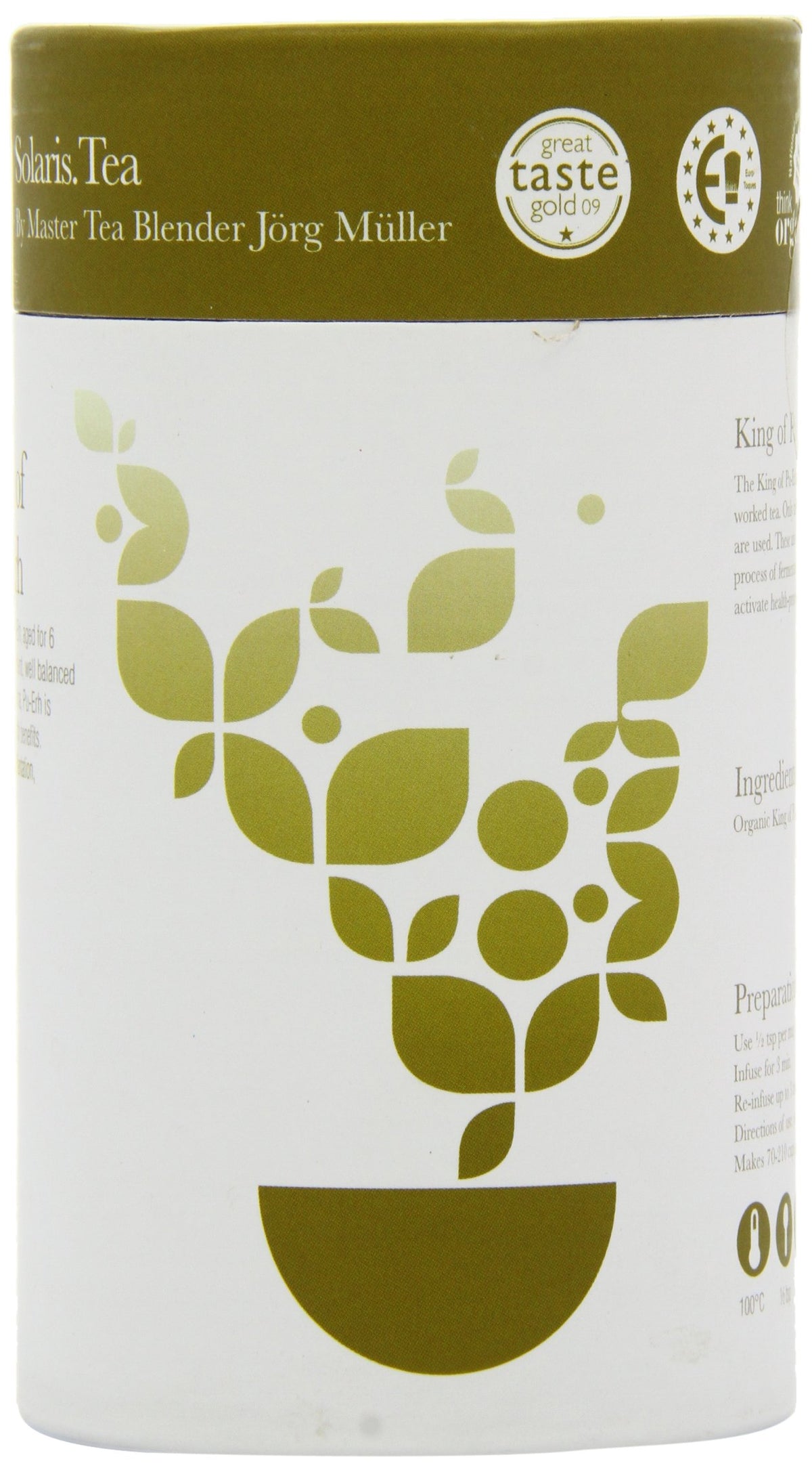 Solaris Tea Organic Loose Whole Leaf King of Pu Erh - Aged 6 Years | 100g | Gold Star Winner 2