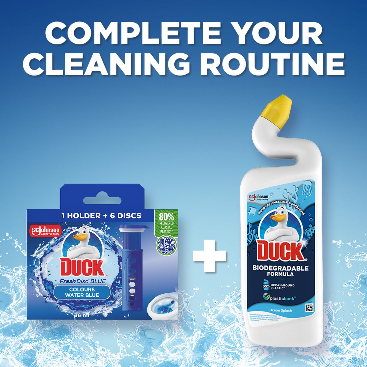 DUCK Fresh Discs Blue Toilet Cleaner Starter Kit - 5 Discs, Azure Lagoon Scent 4
