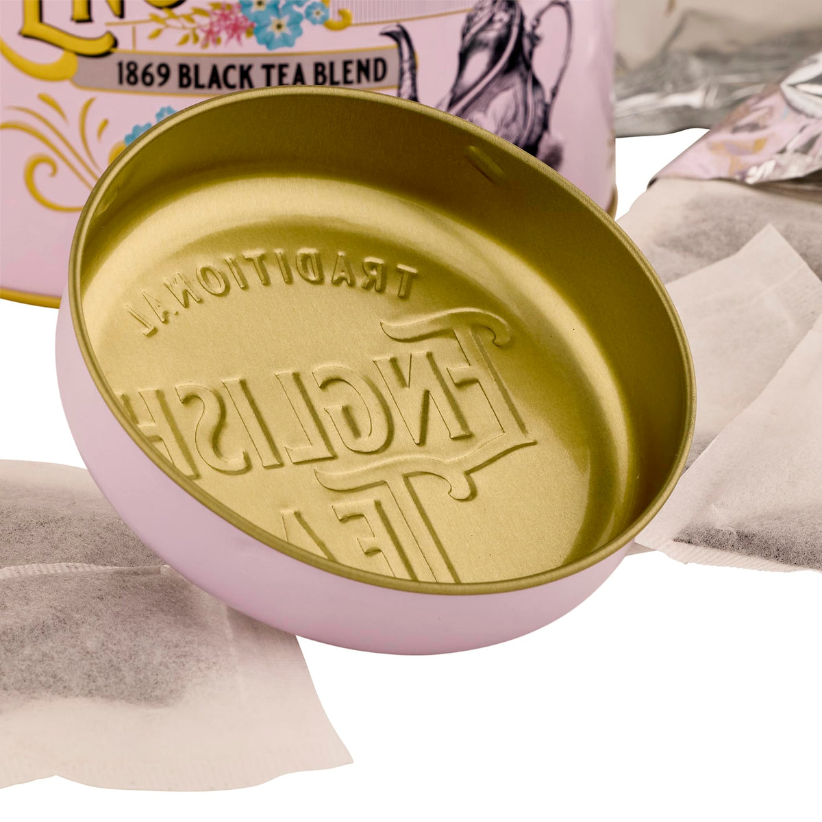 New English Teas Vintage Victorian Tea Tin with 80 Black Tea Bags - Pink 5