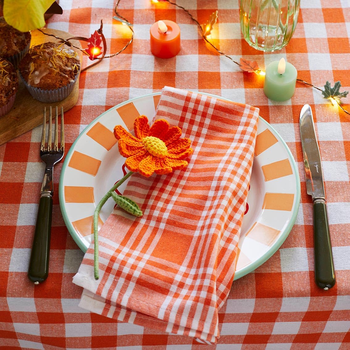 Talking Tables Orange Gingham Kitchen Tea Towels - Set of 2 | 100% Cotton | 45 x 70 cm 3