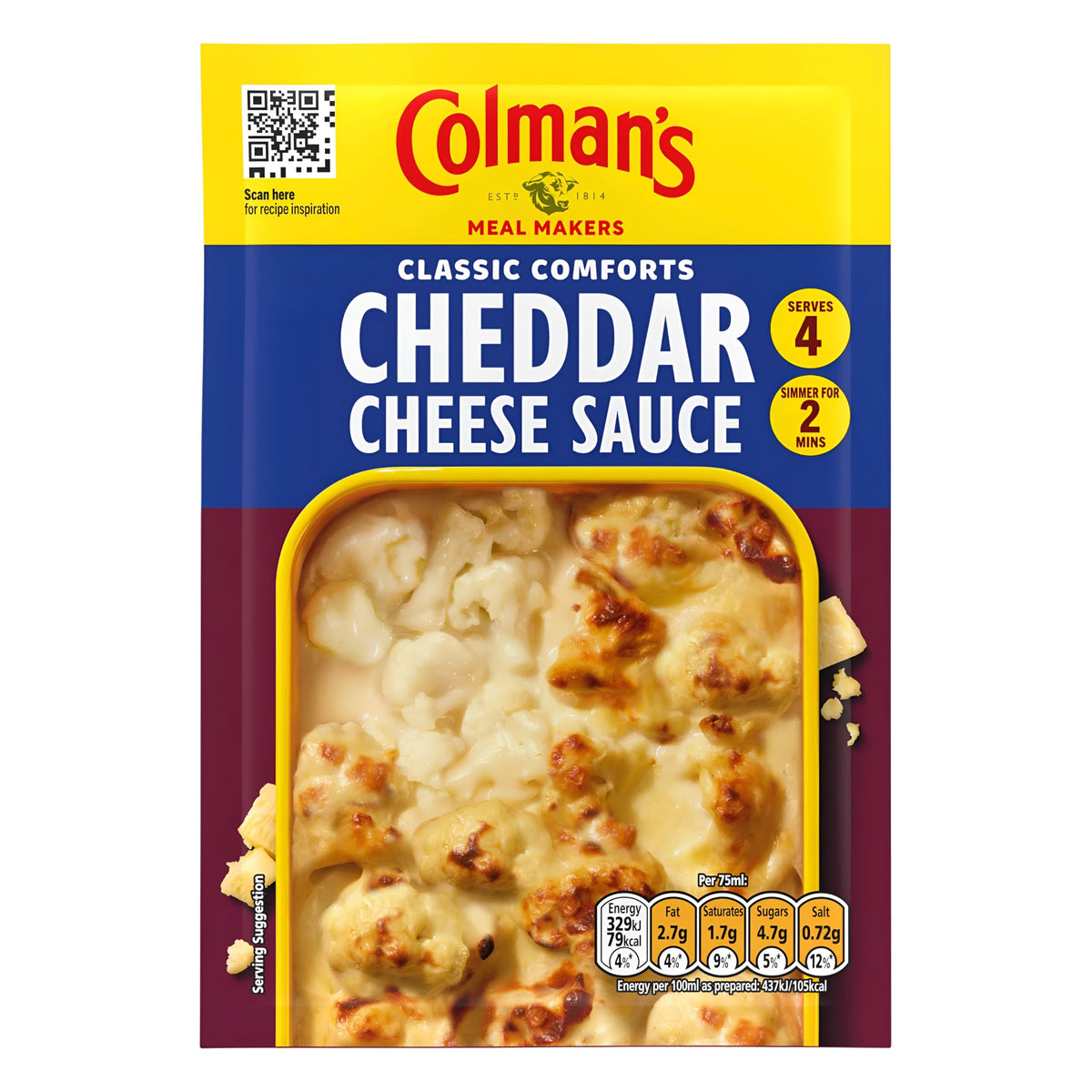 Colman's Classic Comforts Cheddar Cheese Sauce Mix - 16 x 40g Sachets