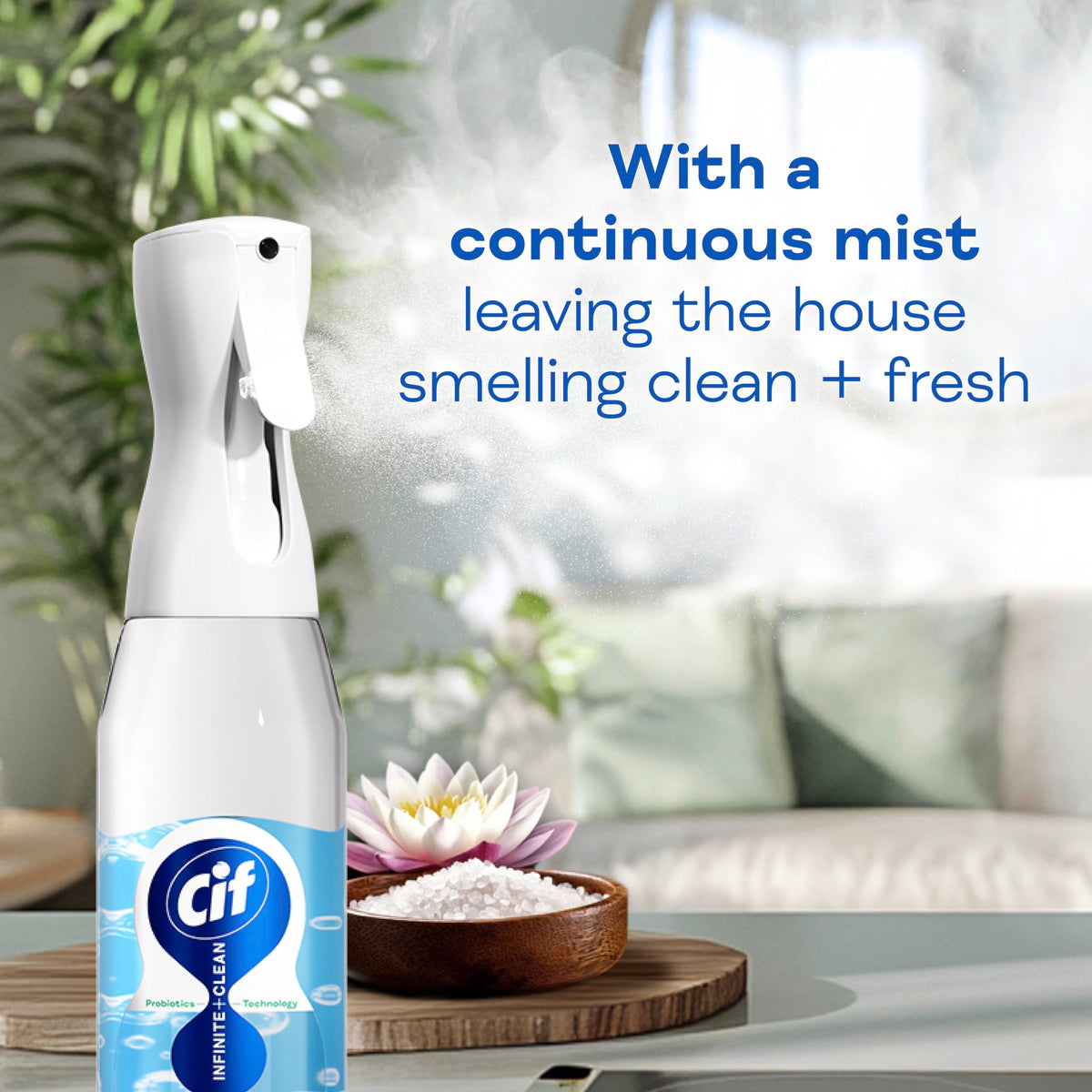 Cif Infinite Clean Sensitive Lotus & Mineral Salt All-Purpose Cleaner Spray - 590ml | Probiotic Technology | Safe for Kids & Pets 5