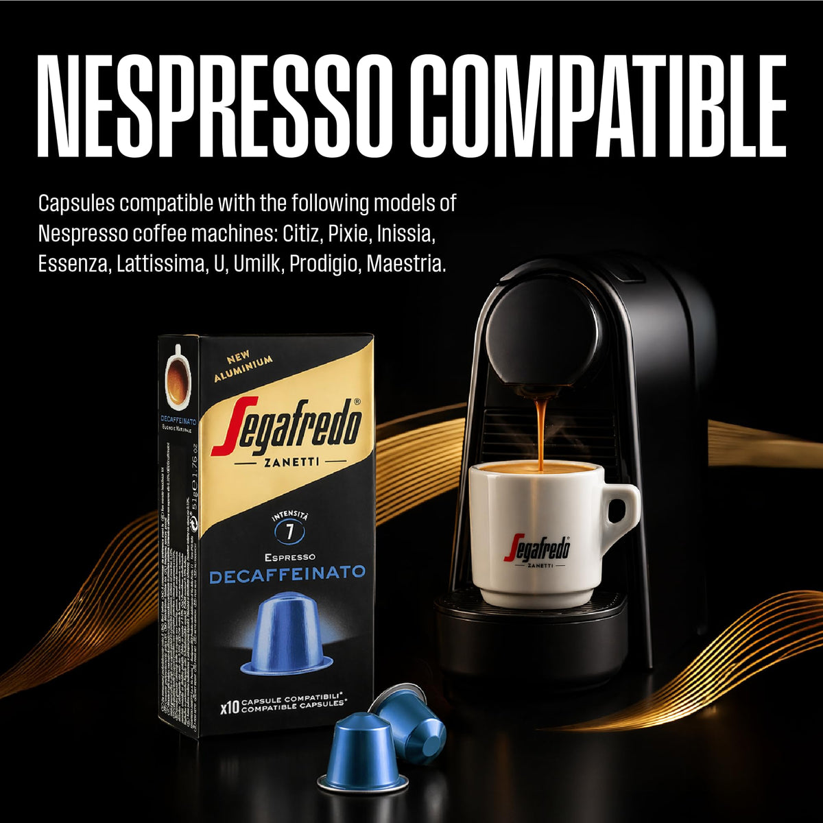 Segafredo Zanetti Aluminum Line Decaffeinated Capsules - Intensity 7 Medium Roast | 10 Count 6
