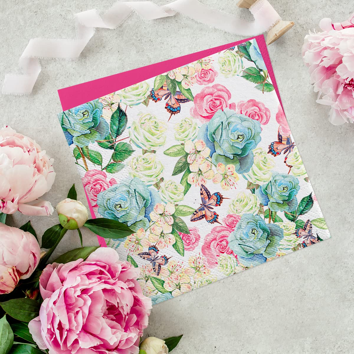 PAW Decor Collection Powder Garden Napkins - 3-Ply Silk Paper, 33 x 33 cm, 20 Pack 5