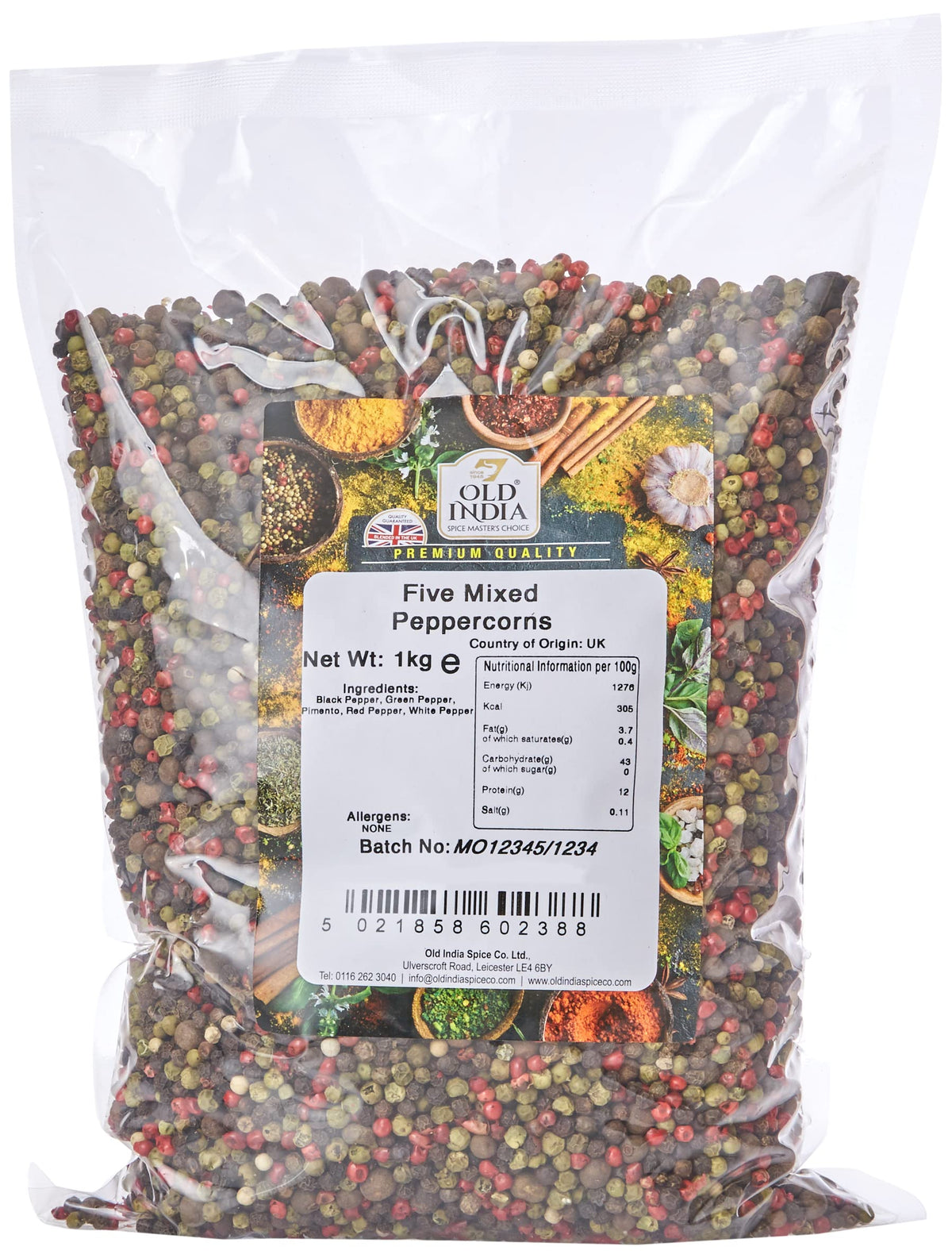 Old India Five Mixed Peppercorns - 1kg Natural, Additive-Free, GMO-Free
