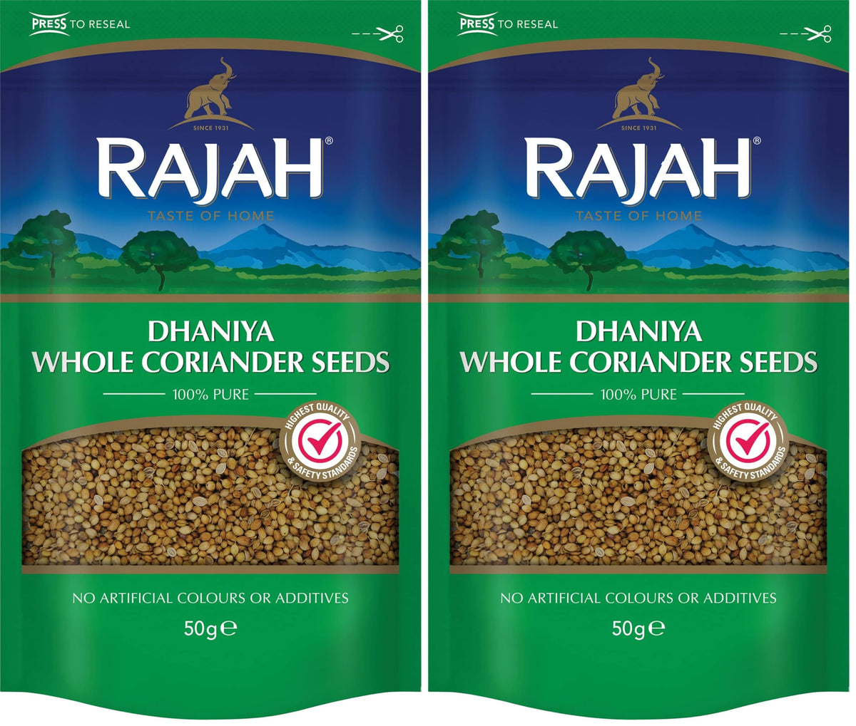 Rajah Whole Coriander Seeds - 100g (Pack of 2 x 50g)