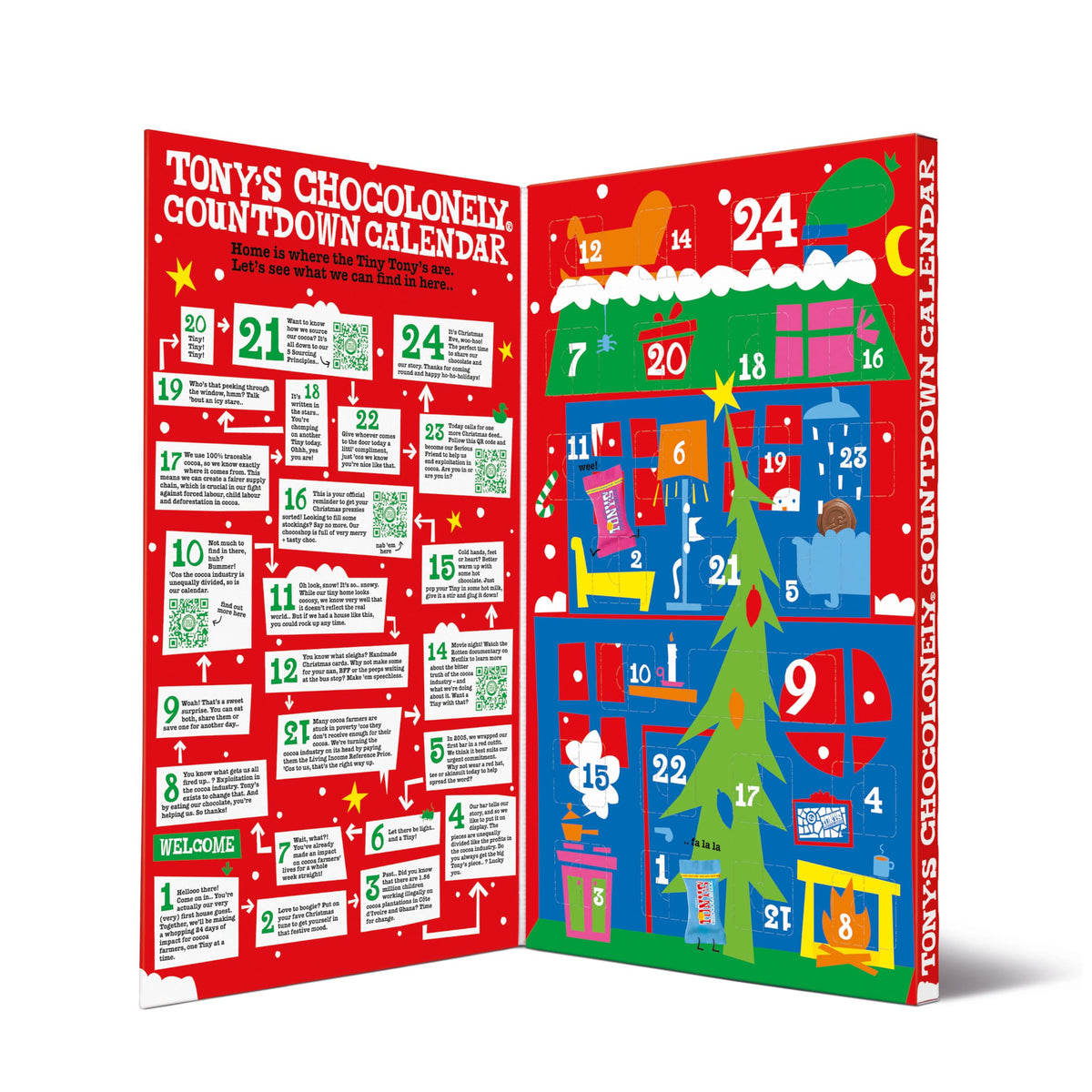 Tony's Chocolonely Big Advent Calendar - 25 Tiny Chocolates | Mix of 10 Flavours | Vegetarian | 225g 4