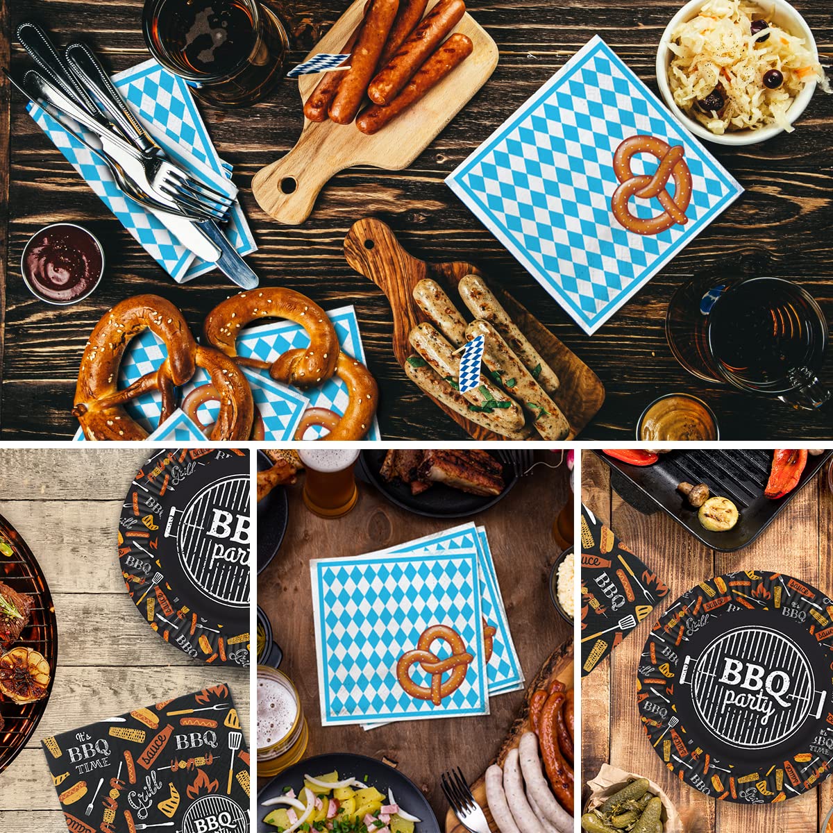 PAW Decor Collection Paper Napkins - Bavarian Pretzel Design | 33 x 33 cm | 20 Pack 7