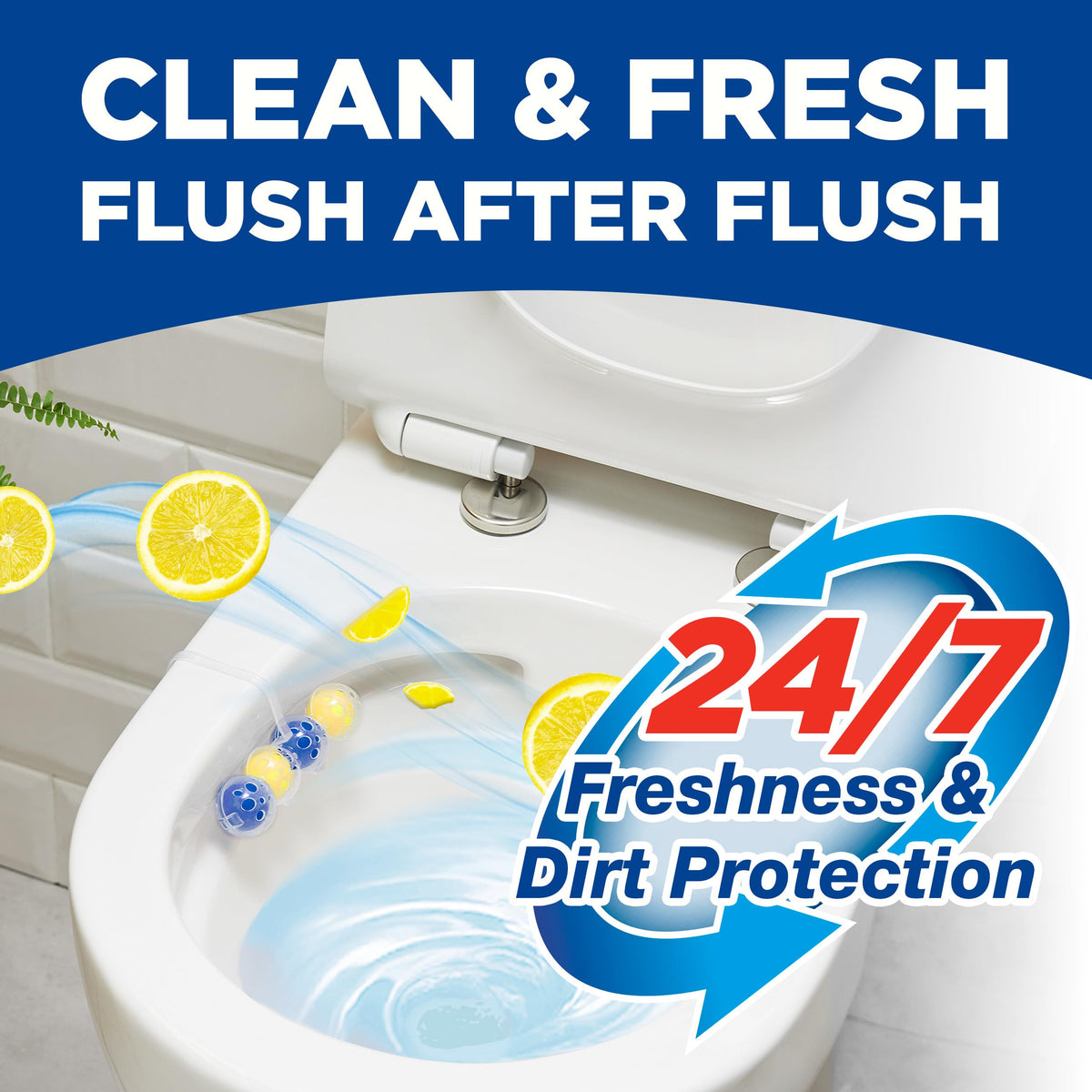 Bloo Power Active Toilet Rim Block - Lemon Scent, Anti-Limescale, Cleaning Foam | 2 x 3 Count 4