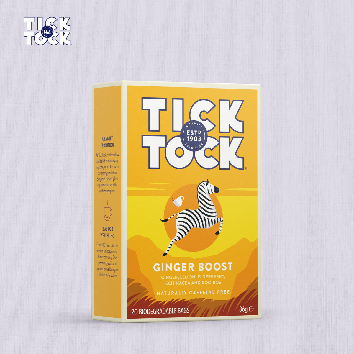 Tick Tock Ginger Boost Herbal Tea - Caffeine-Free, Immune Support, Invigorating 5