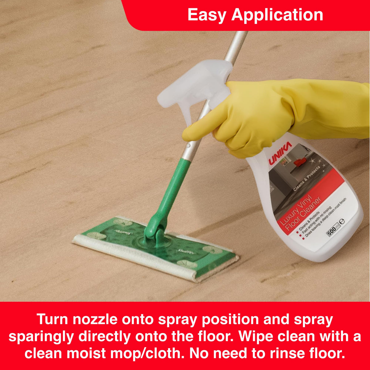 Unika Luxury Vinyl Floor Cleaner Spray - 500ml Lemon Scent | No Polish Build-up | Dries to Shine
