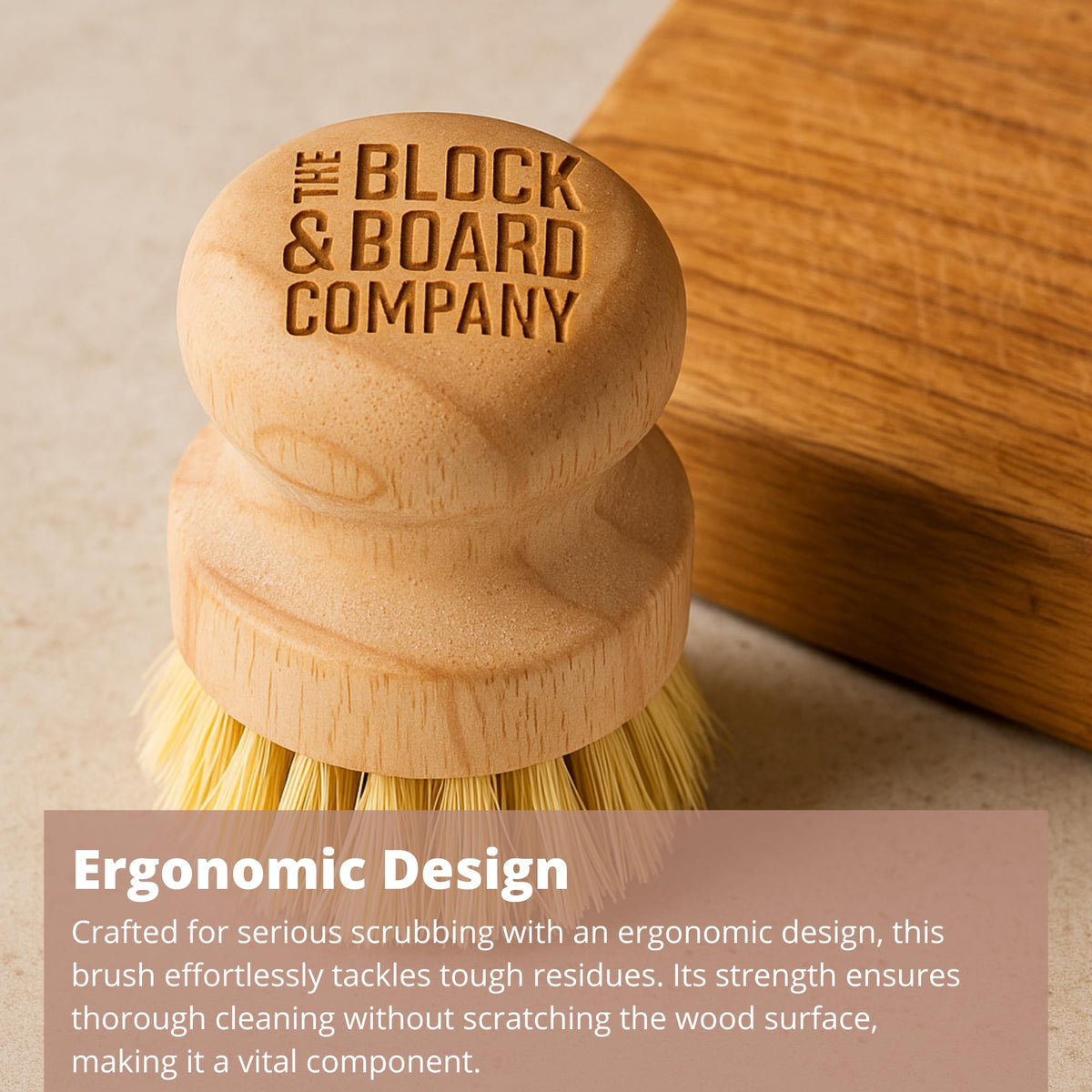 The Block & Board Company Specialist Board Scrub Brush - Durable Bamboo & Natural Bristles 3