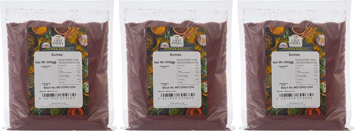 Old India Sumac - 100% Natural, Additive-Free | 1500g (Pack of 3 x 500g)