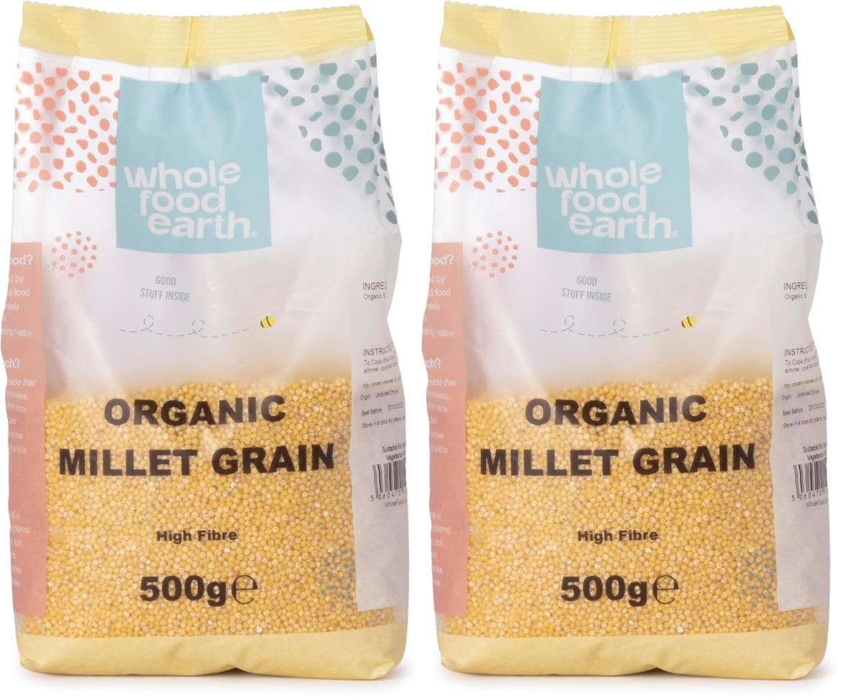 Wholefood Earth Organic Pearl Millet Grain - 1kg (Pack of 2 x 500g) | High Fibre | Vegan