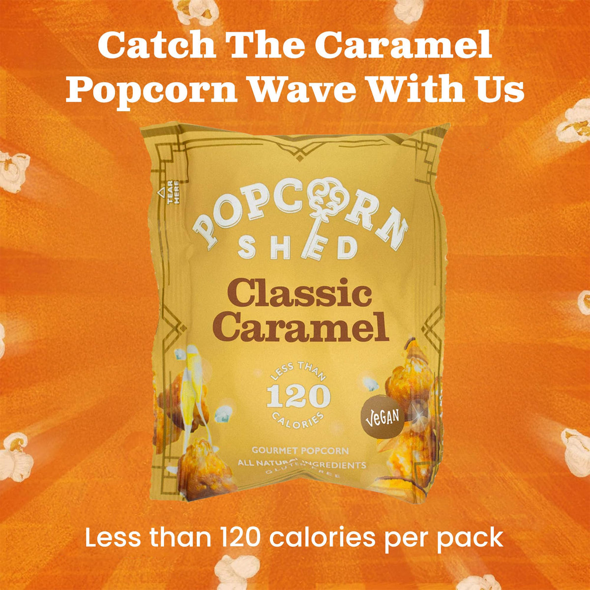 Popcorn Shed Classic Caramel Gourmet Popcorn - Vegan & Gluten-Free | 24g 6