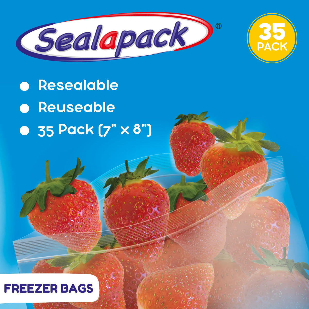 Sealapack Reusable Food and Freezer Bags - Airtight Seal, Pack of 35 2