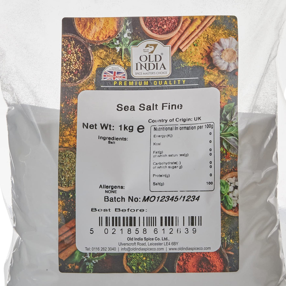 Old India Fine Sea Salt - 1kg Bag | Natural, Additive-Free